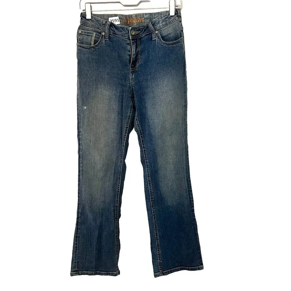 Vtg Y2K D Jeans Womens Straight Jeans 2P Denim Cowgirl Western Embroidered Studs